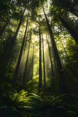 Naklejka premium Serenity in Silence: Capturing the Tranquil Beauty of a Remote, Untouched Forest