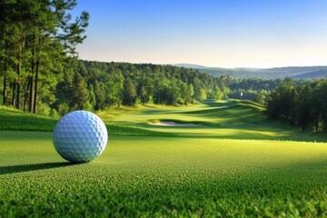 Fototapeta premium Lush greenery enhances the golfing experience.