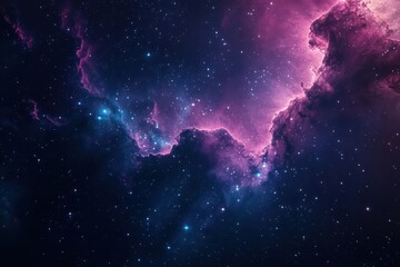 Fototapeta premium Cosmic Nebula, Pink and Blue Gas Clouds, Stellar Background, Space Exploration