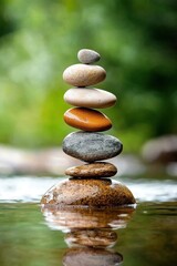 Symbolic Balance Illustrated by Carefully Positioned Stones