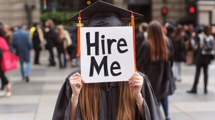 Fototapeta premium Highlighting the challenges of unemployment for new graduates.