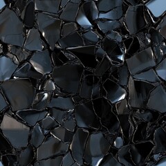 Seamless texture of obsidian rock, deep black volcanic glass with subtle fractures and reflections