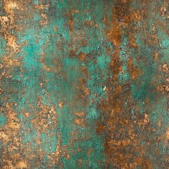 Seamless texture of oxidized bronze, rich green and brown patina with rough details