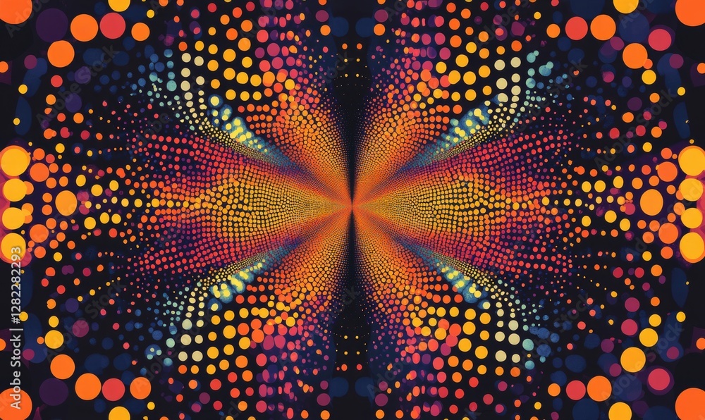 Poster a colorful abstract painting with many dots and lines