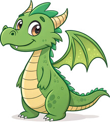 Fototapeta premium cute cartoon green dragon logo mascot design on white