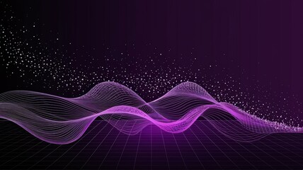 Vibrant Modern Abstract Digital Illustration Flowing Purple Lines Sparkles Dark Background - Dynamic Spring-Themed Background Digital Marketing Social Media Graphics