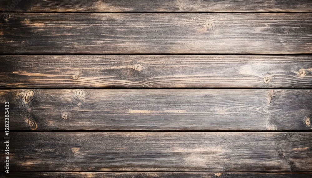 Aufkleber weathered wooden plank surface with rustic texture and grain in horizontal layout