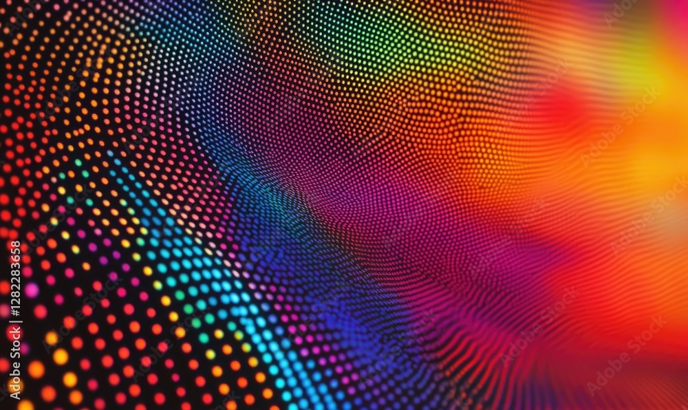 Poster a colorful, abstract pattern of dots is displayed on a screen