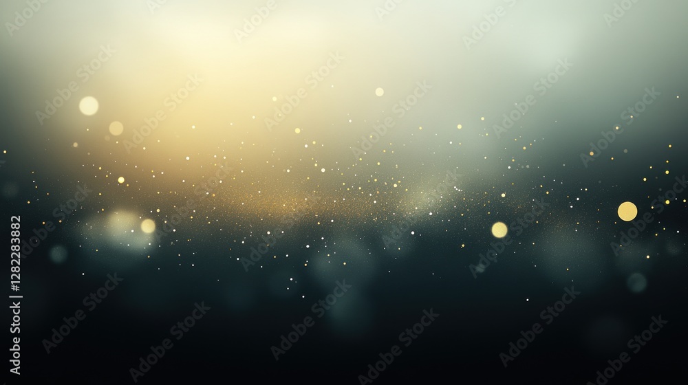 Poster Abstract Background Of Gold Particles And Bokeh Effect On Teal Gradient With Soft Focus