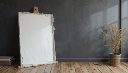 Unmarked artist canvas with no design, ideal for painting and art mockups.png