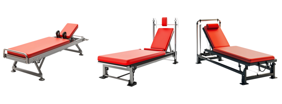 Red Fitness Exercise Equipment on Transparent Background