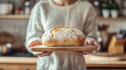 Baking fresh artisan bread home kitchen culinary delight cozy atmosphere close-up view homemade goodness