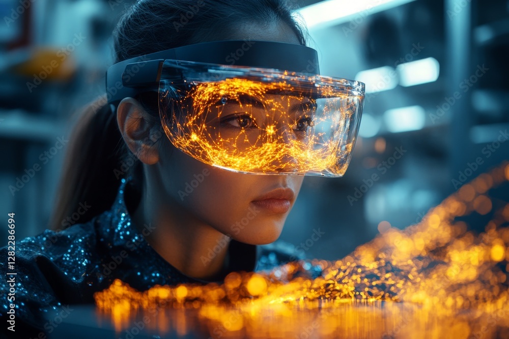 Aufkleber innovative scientist explores virtual reality technology in a modern laboratory setting during eveni