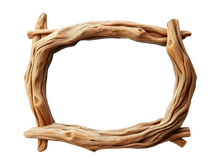  Driftwood frame made from sea-worn wood isolated on transparent background