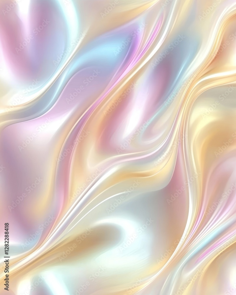 Poster abstract iridescent surface with swirling fluid lines and gradient colors