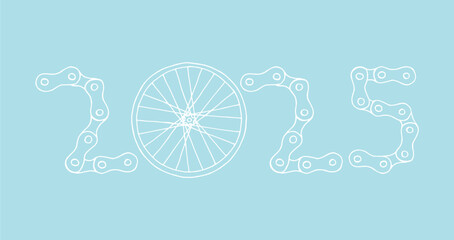 Bicycle Happy New Year 2025 blue background