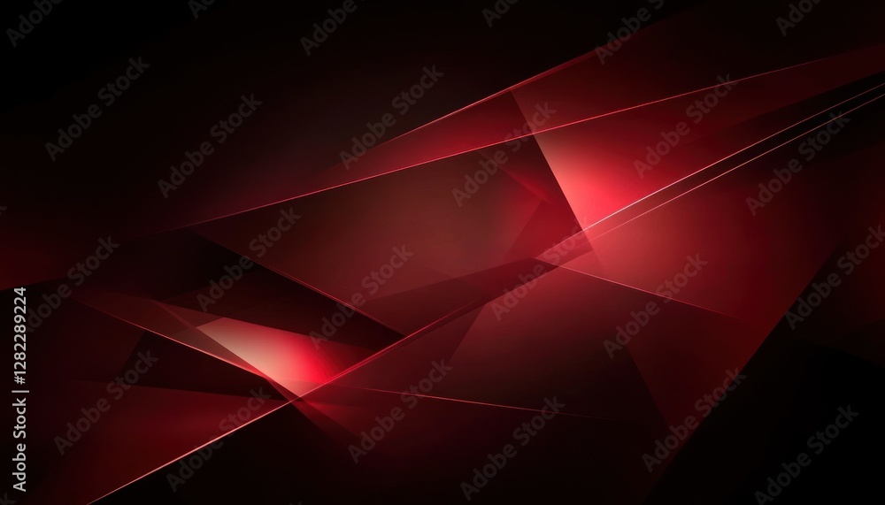 Aufkleber abstract red geometric shapes against black background with shiny lines and gradient