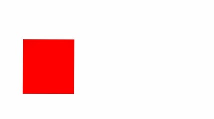 A bold graphic with a pure white background, utilizing a striking red color block as the focal point, set against negative space.