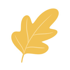yellow leaf simple flat illustration. Hand drawn doodle fall leaf isolated element
