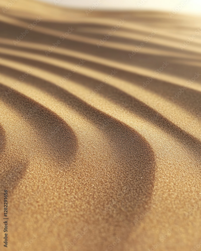 Poster close up of textured sand ripples in golden sunlight creating abstract pattern