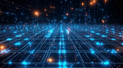 Naklejka premium Digital network of lights and connections expanding in space