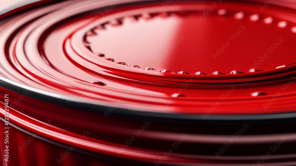 Poster Close-up of a Red Painted Metal Can Lid with a Round Circular Pattern