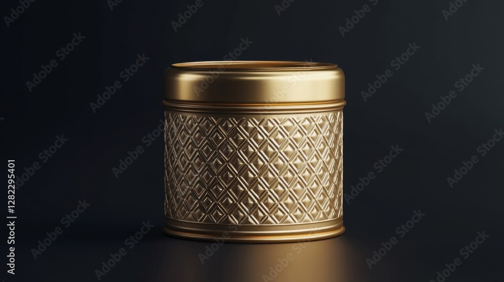 Poster elegant golden ornate container with detailed texture on a smooth background