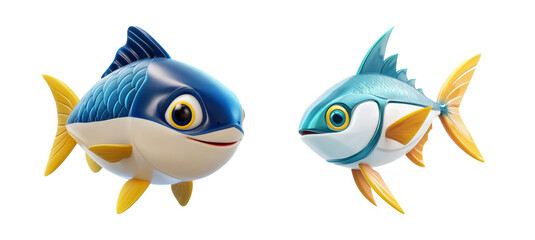 Fototapeta premium Colorful Fish Characters on Transparent Background