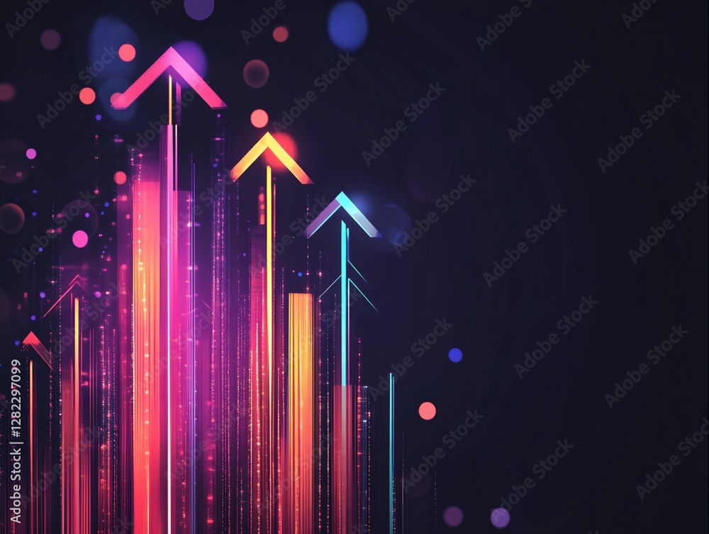 Poster abstract multicolored arrows on dark background