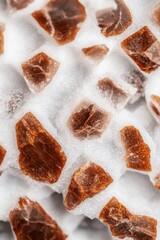 Close-up of orange crystals on a white surface.  Warm tones and unique texture.