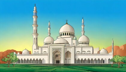 Fototapeta premium Al-Ghumama Mosque near the Prophet's Mosque, a symbol of worship and spirituality.