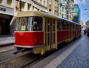 Vintage tram in Prague