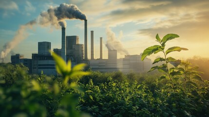 Obraz premium Carbon neutrality strategies for emissions reduction and corporate responsibility.