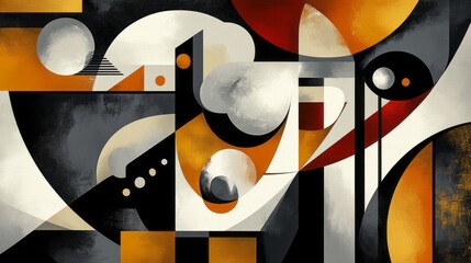 Abstract composition showcasing a cubist style with geometric shapes