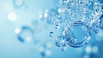 Clear bubbles floating in blue liquid create visual wonder