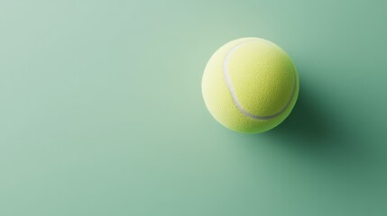 Modern, clean design featuring a tennis ball on a uniform green background, no people, top-down view.