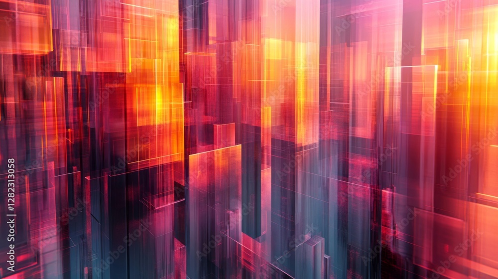 Aufkleber dynamic abstract background with geometric shapes in vibrant red and blue tones