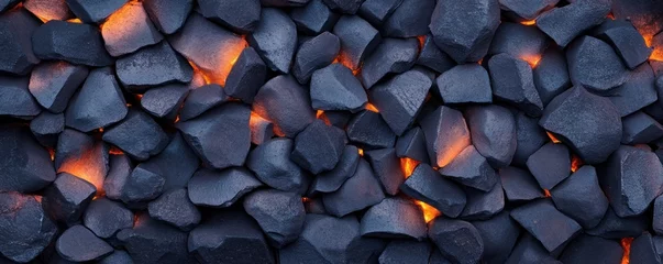 Gordijnen Charcoal texture background with glowing embers, perfect for design projects, presentations, and creative works, highlighting natural elements, copy space concept © Y_Malashkevych