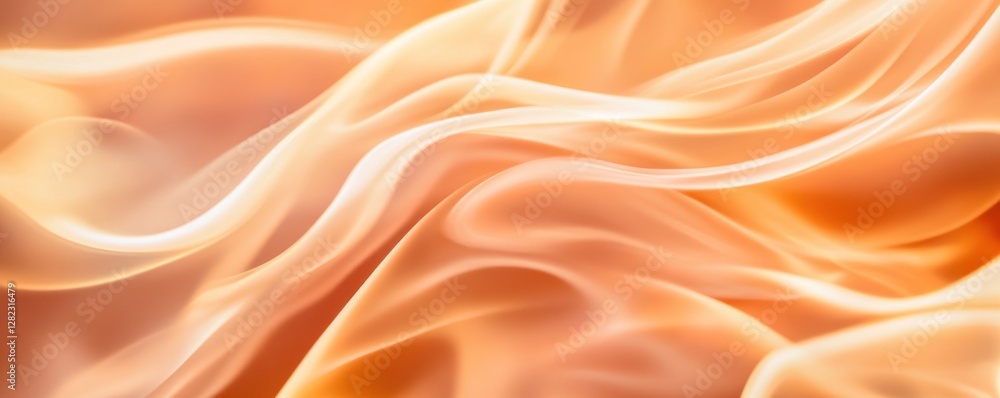 Poster soft flowing texture in warm peach tones creating a serene and inviting atmosphere perfect for backg