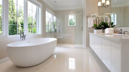 Modern Luxury Bathroom with Garden View