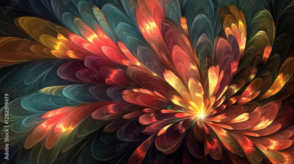 Aufkleber complex abstract fractal art with dynamic pattern in vibrant color spectrum