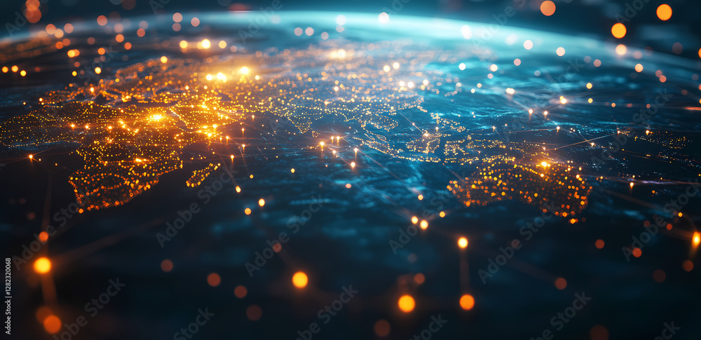 Poster global network: a captivating visual representation of interconnectedness, illuminating the planet's