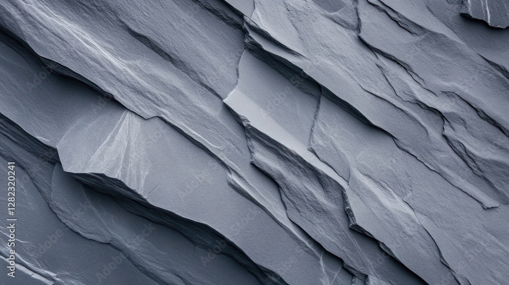 Poster natural stone texture showcasing layered patterns and shades of gray, ideal for backgrounds and desi