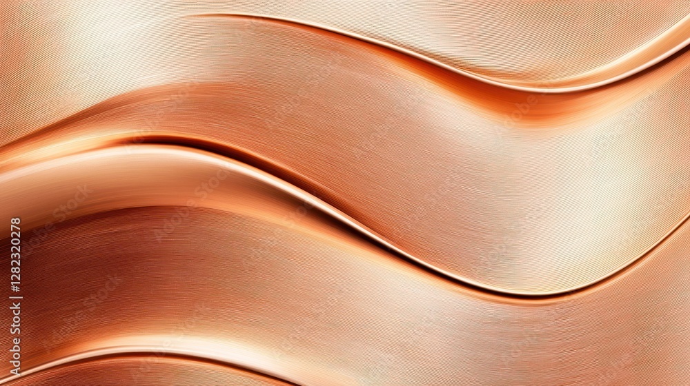 Poster elegant copper texture with flowing waves and smooth surface, ideal for backgrounds and design proje