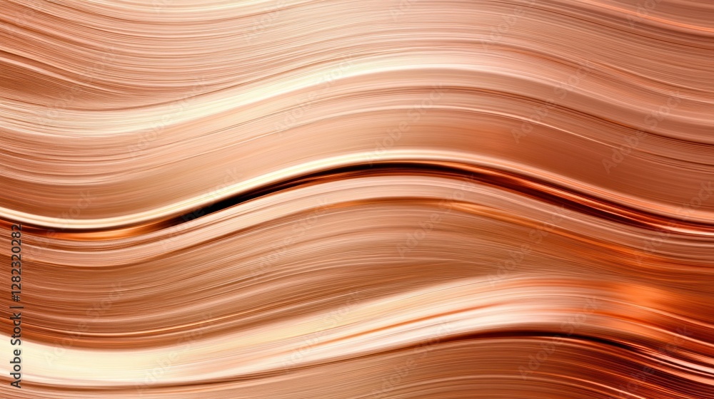 Poster copper texture with flowing waves and smooth gradients, ideal for backgrounds and design projects, s