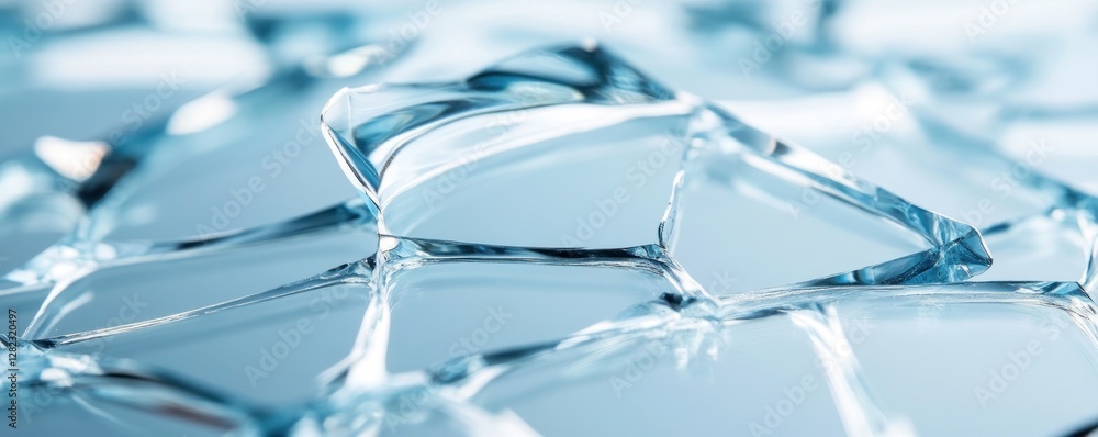 Poster crystal clear ice texture with reflections and light, showcasing intricate patterns and shapes, idea