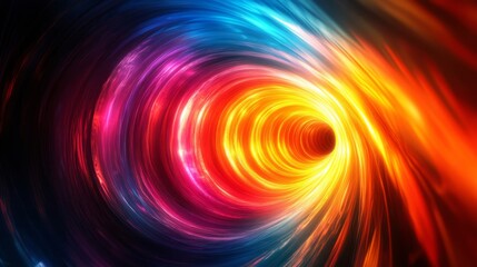 Abstract Vortex Tunnel with Glowing Light in Blue and Red Colors Background