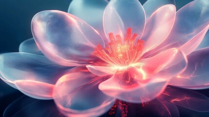 Close Up Image of Translucent Pink and Aqua Colored Floral Bloom Detailed Petals
