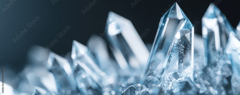 Poster crystalline texture showcasing sharp ice-like formations with glistening surfaces and captivating re
