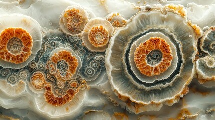 Agate texture with circular bands creates a natural background pattern for design